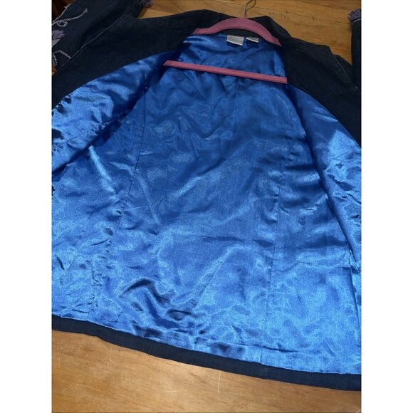 Vntg Bleu Bayou Blue Denim Jacket Artsy 3/4 Sleeve Small Open Jacket Women’s M - Picture 11 of 11